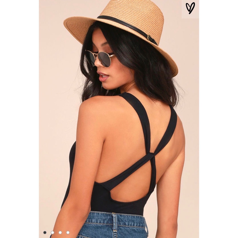 Free People Up and Around Black Bodysuit
